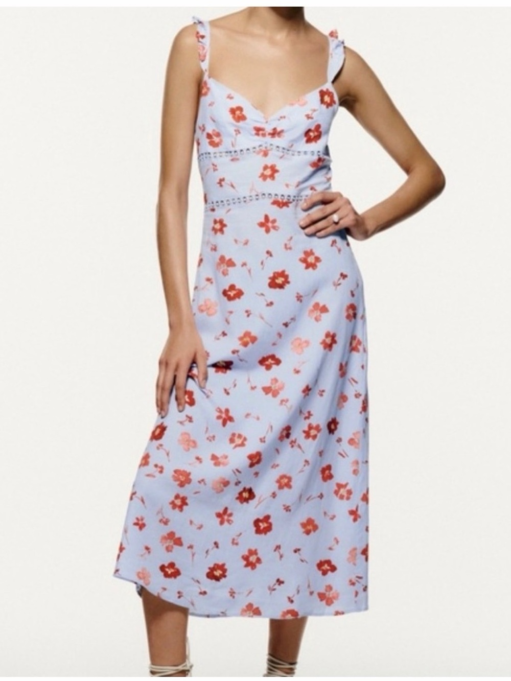 Zara Floral Open Back Linen Dress
